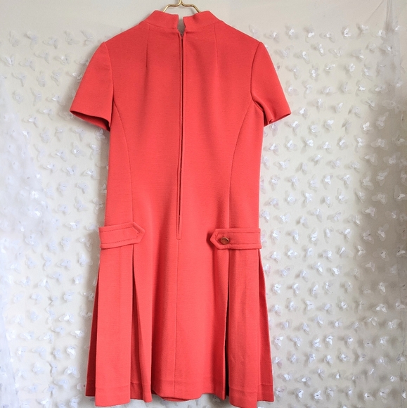 Vintage 1960s Lilli Ann Coral Mod Shift Dress S - Picture 3 of 7